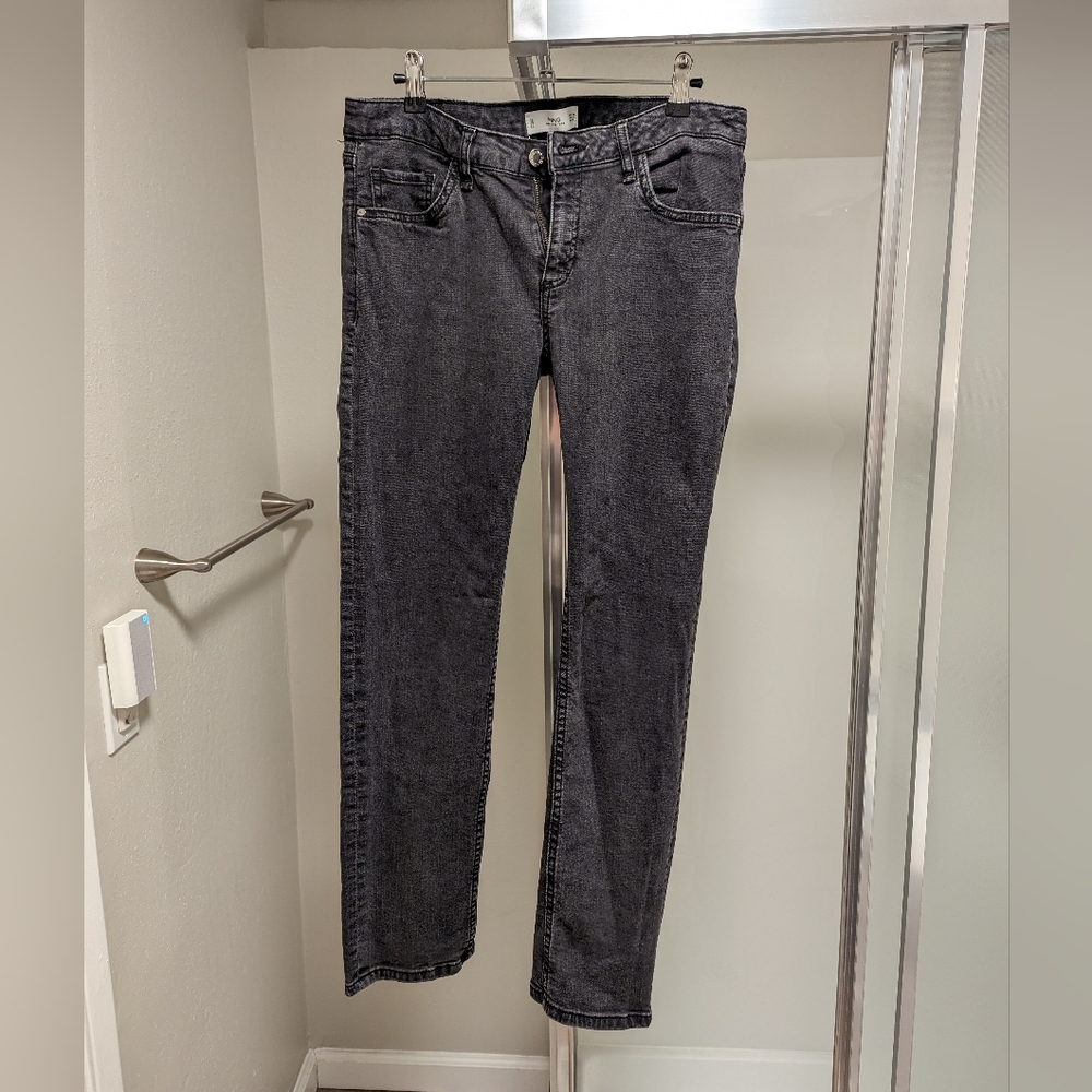 Mango Straight Leg Mid Rise Cropped Jeans Size 10 Faded Black - Picture 4 of 11